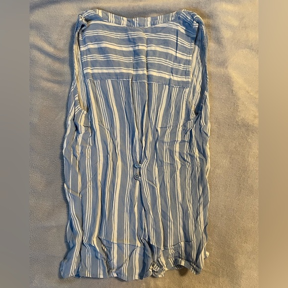 Market & Spruce Blue and White Striped Cinched Waist Tank Top - Picture 4 of 7
